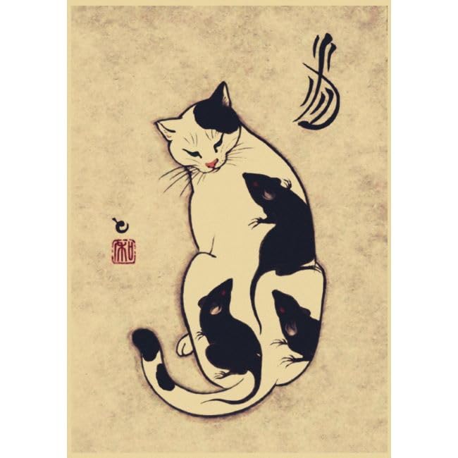 Amazon.co.jp: 入れ墨猫の絵 猫の絵 猫好き 猫グッズ 猫 cat クラフト
